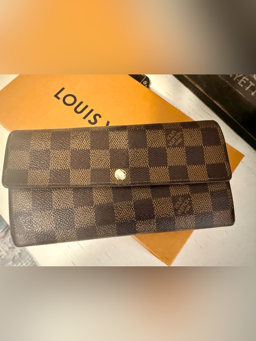 Louis Vuitton Damier Ebene Sarah long wallet AUTHENTICATION done